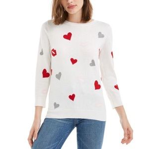 Maison Jules ♥️ Women's Printed 3/4 Sleeve Sweater White Size Small